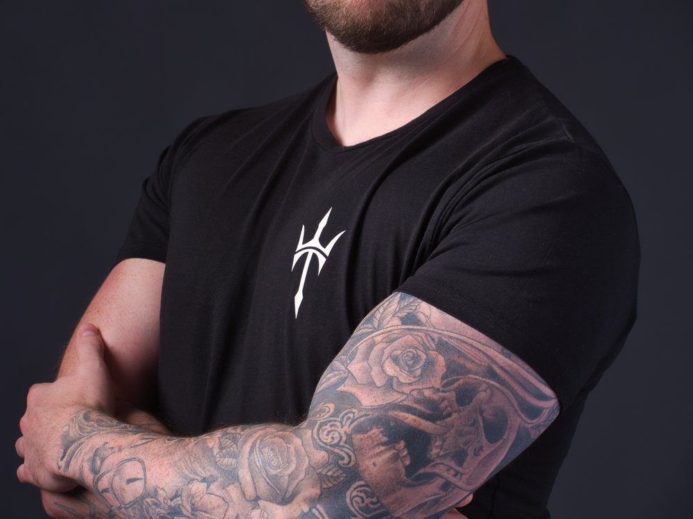 Black Flexible Stretch Big Design T-shirt